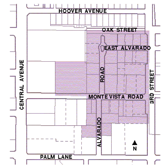 Boundaries of Alvarado historic district in Phoenix